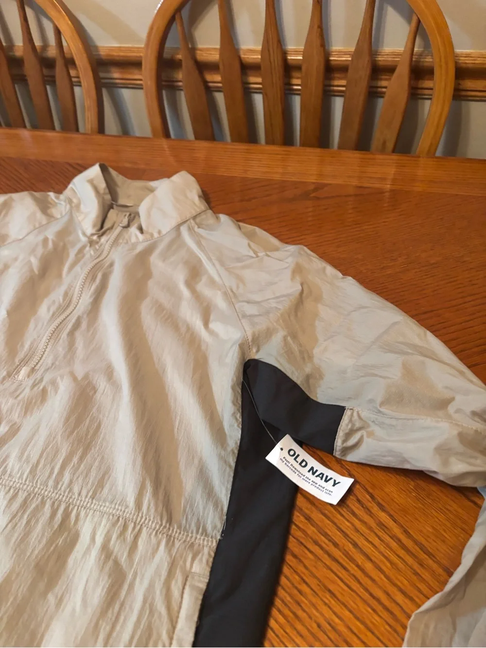 Old Navy Mens Active 1/4 Zip Jacket Large Beige Gray Windbreaker Pullover NWT
